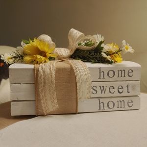 Farmhouse Style Decor / Stamped Stacked Book Set